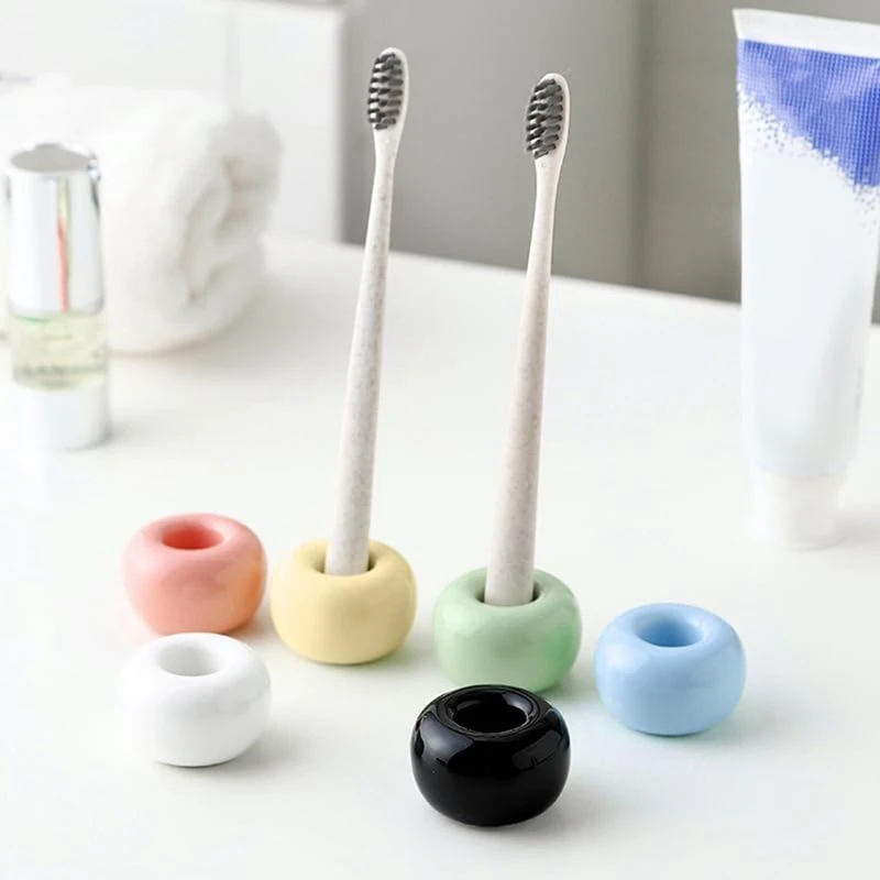 

Мини-керамический держатель для зубных щеток, подставка для ванной комнаты, столешница для туалетного столика, парный держатель для зубных щеток ручной работы, прочный и простой в использовании