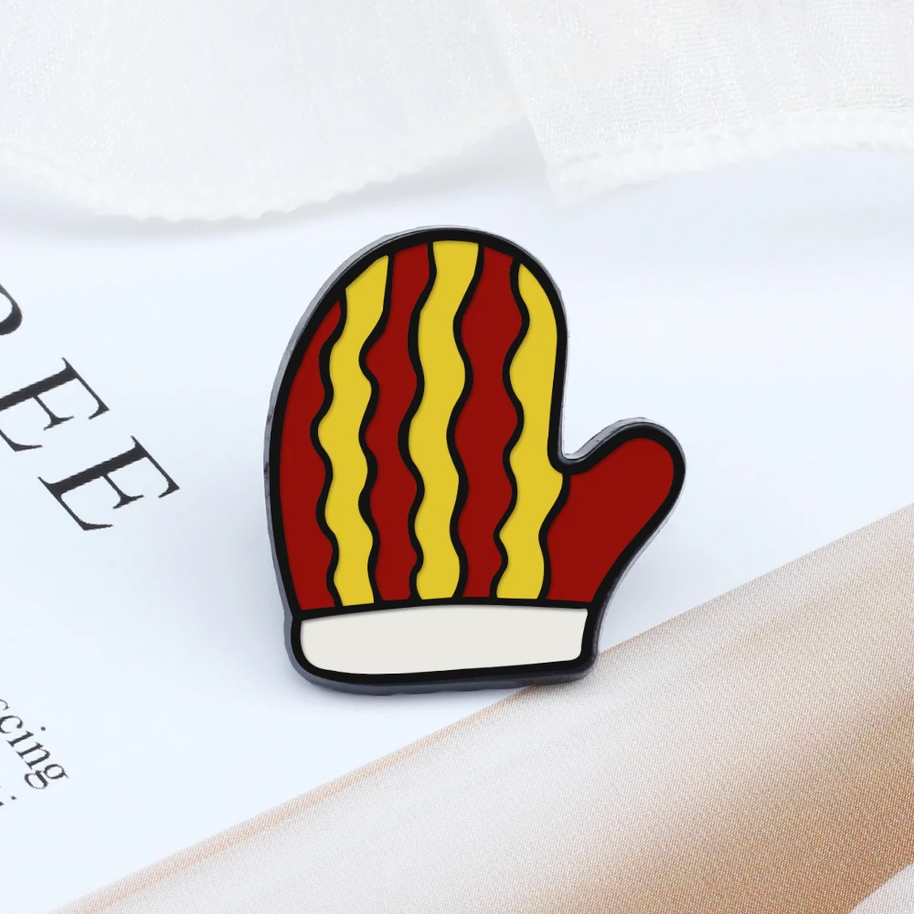 Милая синяя красная полосатая шляпа перчатки эмалированные булавки для женщин и