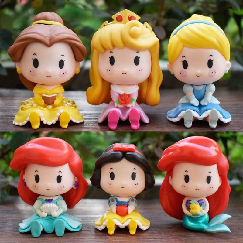 

Q Version Blind Box Snow White Cinderella Aurora Ariel Belle Decoration Action Figure Model Toy Collection Desktop Ornaments