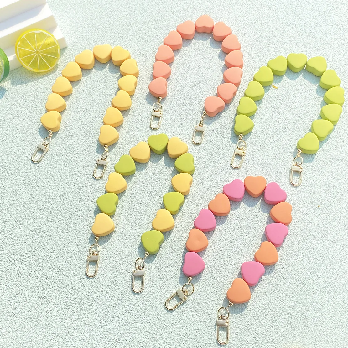 

Net Red Color Contrast Rubber Love Portable Chain Mobilephone Case Hanging Rope Love Cross Chain Headset Package Chain Wholesale