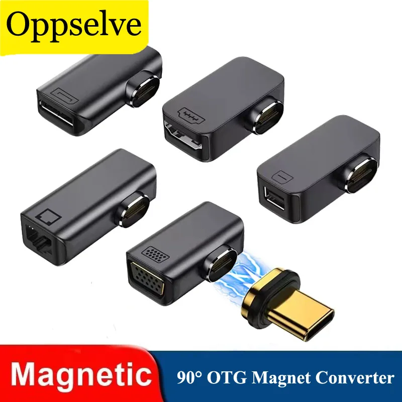 

Magnetic HDMI-Compatible To USB C OTG Elbow Adapter For Macbook Pro Xiaomi Samsung Huawei VGA/Mini DP/RJ45 To Type C Converter