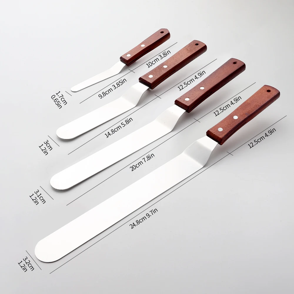 4/6/8/10/12 дюймов из нержавеющей стали с деревянной ручкой лопаточка для торта