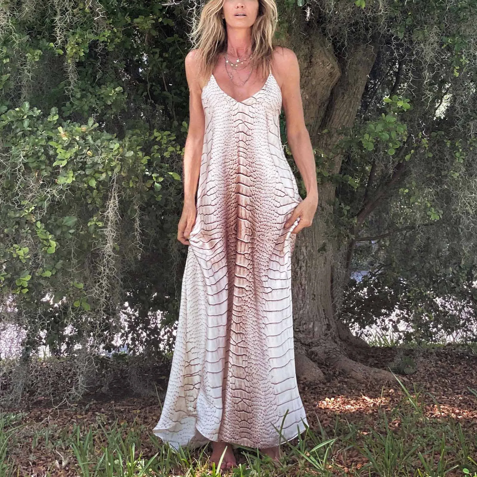 Женское платье-макси с цветочным принтом длинное пляжное платье глубоким