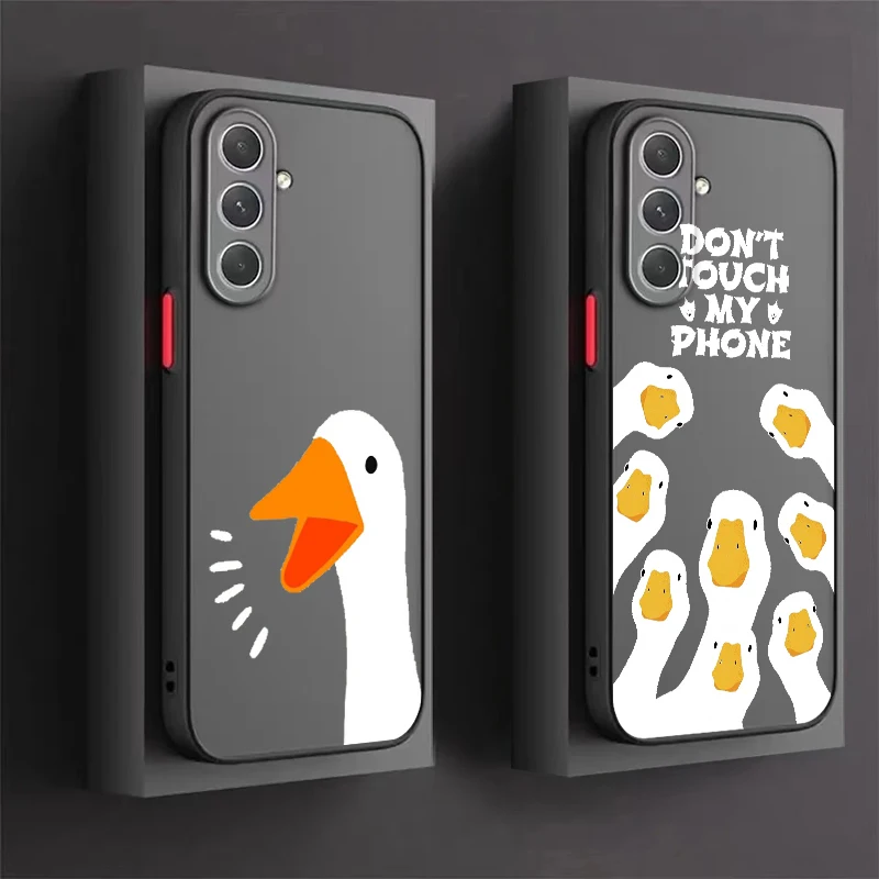 Мультяшная утка гусь интересный матовый полупрозрачный для Samsung Note 20 A35 A03 A54 A31 A22