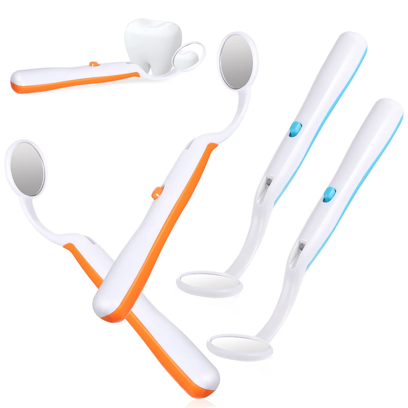 

4 Pcs Dental Mouth Mirrors with LED Light Handheld Teeth Inspection Mirrors Oral Care Tools
