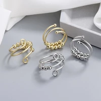fashion spiral beads ring minimalist rotate fidget ring for women men anti stress adjustable anxiety aesthetic ring jewelry gift