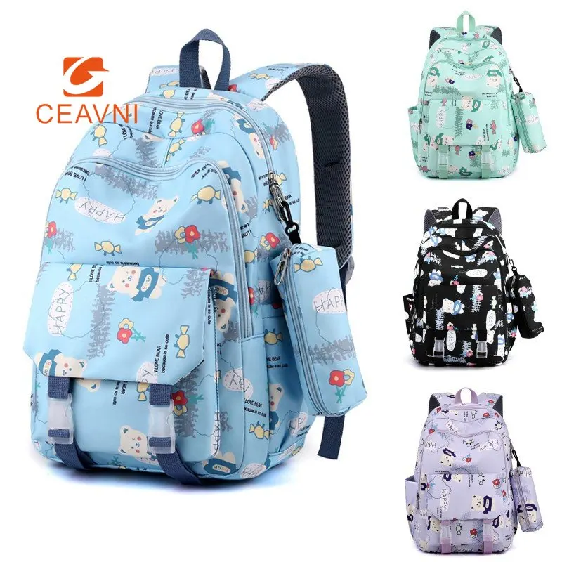 

Girl School Bag Cute Casual Students Backpacks Simple Large Capacity Backpack Printing Light Weight Nylon Washable Backpack