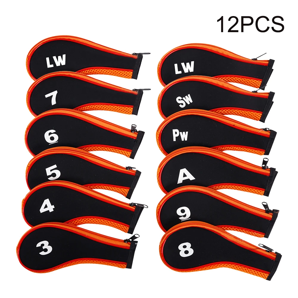 12pcs Neoprene Zipper Closure Wear Resistant Gift Dustproof With Number Golf Club Head Cover Anti Scratch Soft For Iron