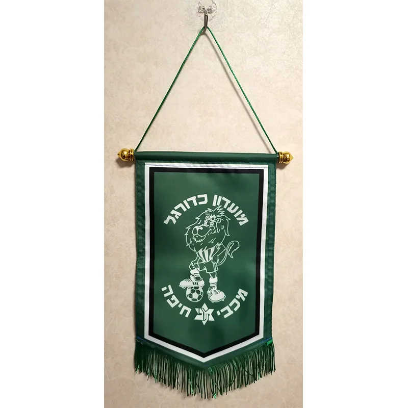 

Israel Retro Maccabi Haifa FC 30cm*20cm Size Double Sides Christmas Decorations for Home Hanging Flag Banner Gifts