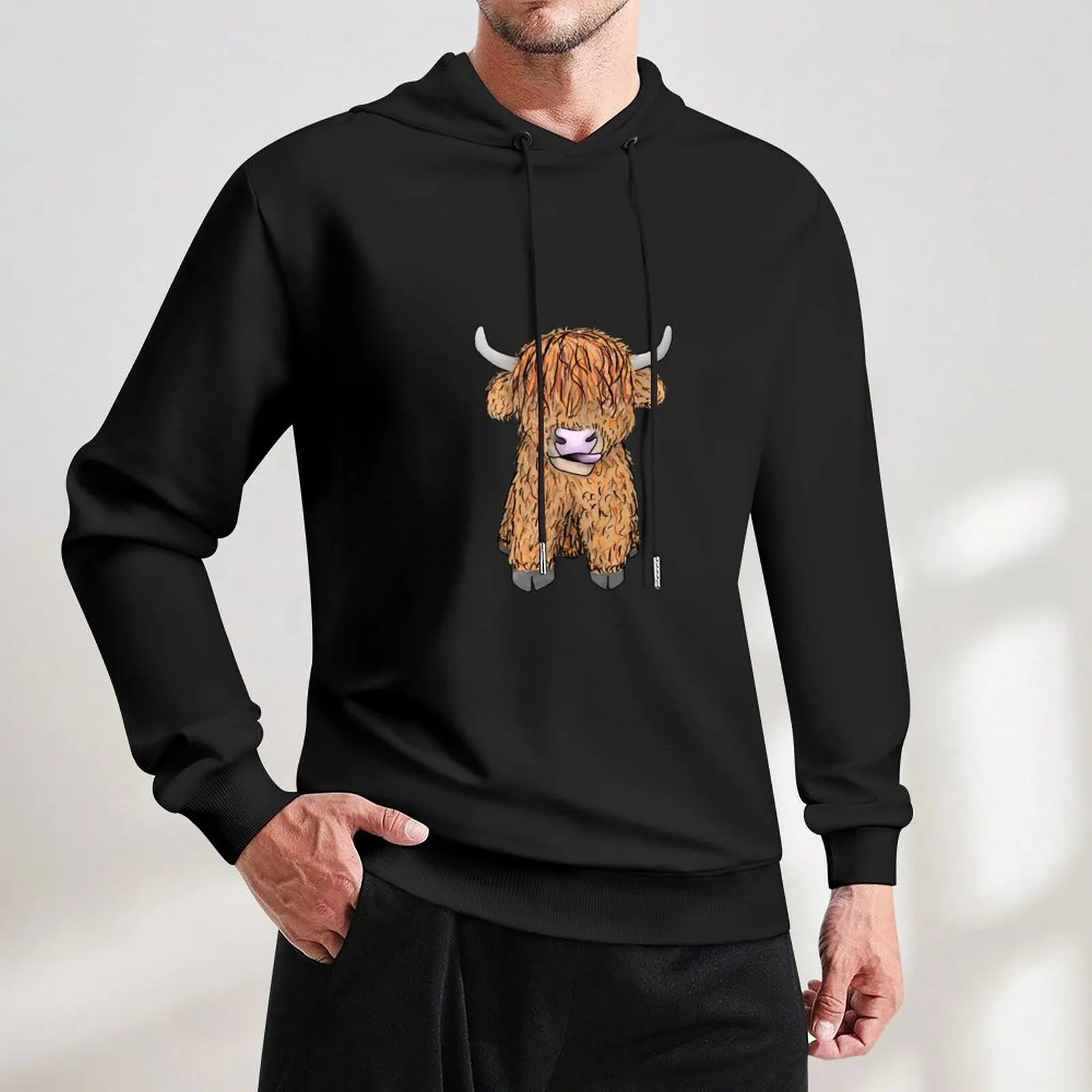 Пуловер с капюшоном Fergus the Highland Cow корейская осенняя одежда толстовка