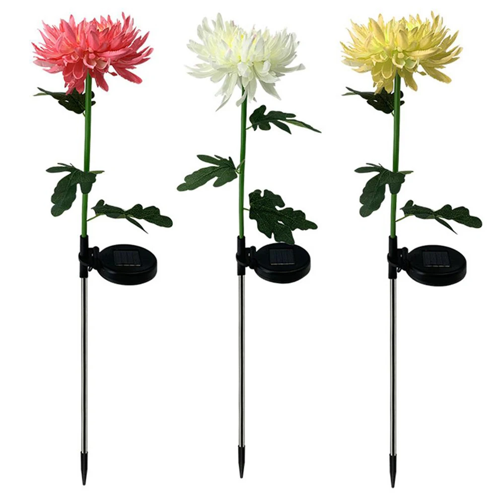 1pc LED Solar Light Artificial Chrysanthemum Simulation Flower Outdoor Waterproof Garden Lawn Stakes Lamps Yard Art for Home |