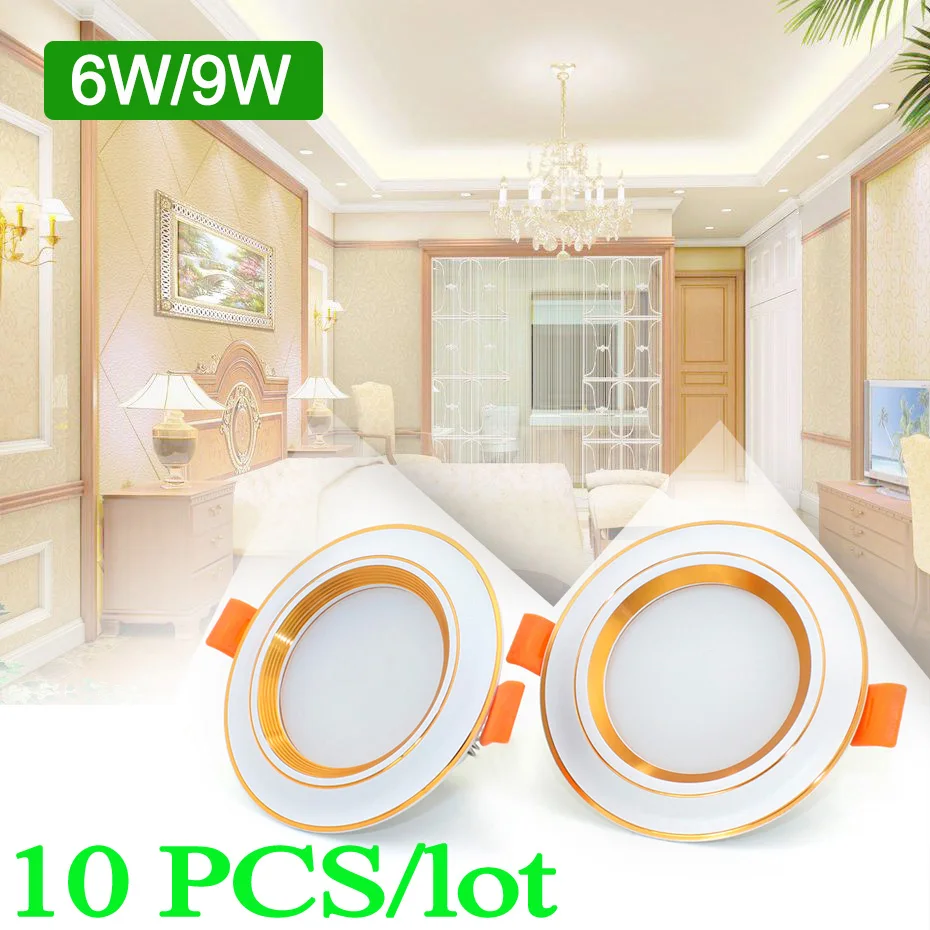 

10pcs LED Downlight 6W 9W Warm white/cold white LED Ceiling Lights 220V Round Recessed Lamp For Bathroom Kitchen Indoor Lighting