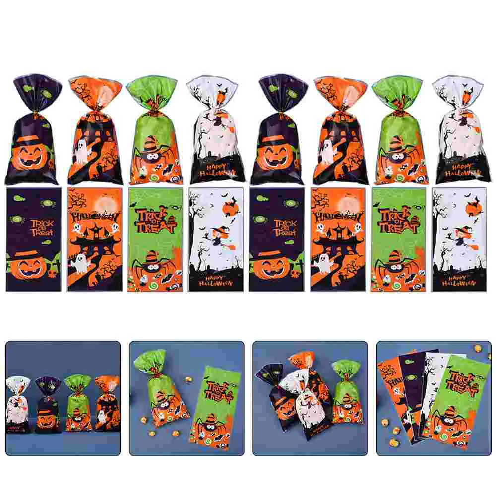 

100 Pcs Snack Storage Bags Cookie Gift Chocolate Pouches Plastic Goodie Halloween Cookies Packing Candy