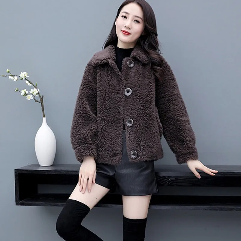 Autumn Winter Thicken Warm Teddy Fur Jacket Coat Women Casual Fashion Lamb Faux Fur Overcoat Fluffy Cozy Loose Outerwear New