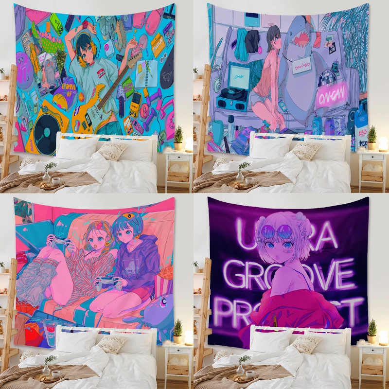 

Гобелены с изображением красивой девушки из мультфильма, вертикальный домашний декор, милый комнатный декор, гобелен, бесплатная доставка, ...