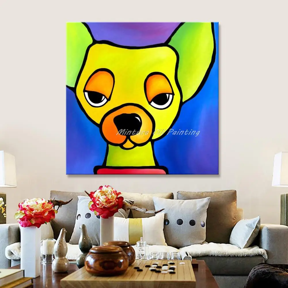 Mintura ручная роспись абстрактные картины маслом с собаками и животными на Canva