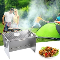stainless steel barbecue grill mini folding stove camping supplies portable charcoal burner for hiking travel picnic bbq