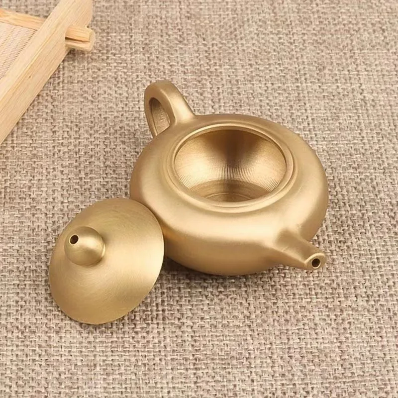 Маленький ручной мини-чайник из чистой латуни металла меди ручная работа офисный
