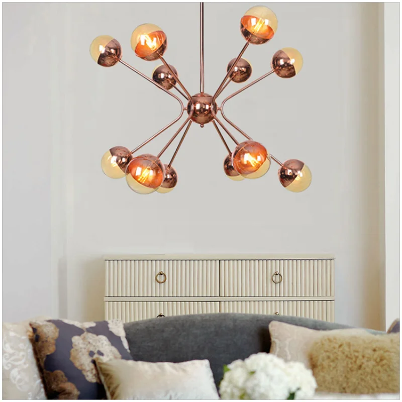 

Creative Spider Chandelier Light Nordic Living Room Lighting Ceiling Chandeliers Multicolor Glass Lampshade Home Decor Iron Lamp