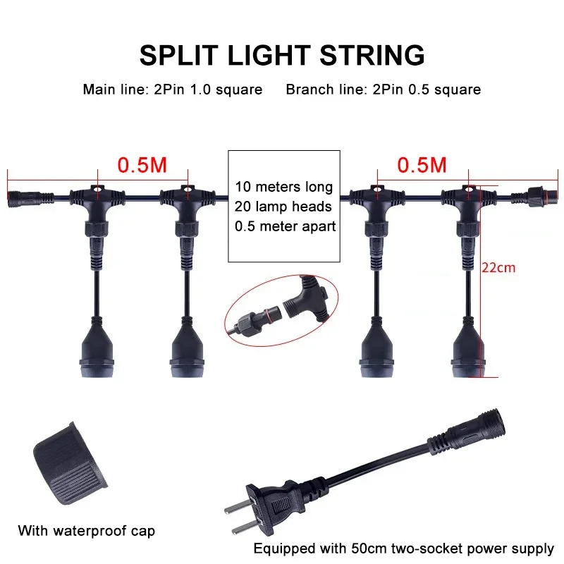Светодиодный водонепроницаемый светильник E27 атмосферный для кемпинговой