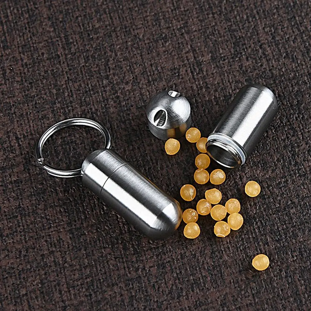 

High Hardness Pill Holder Sealing Stainless Steel Widely Use Waterproof Pill Case Keychain for Camping