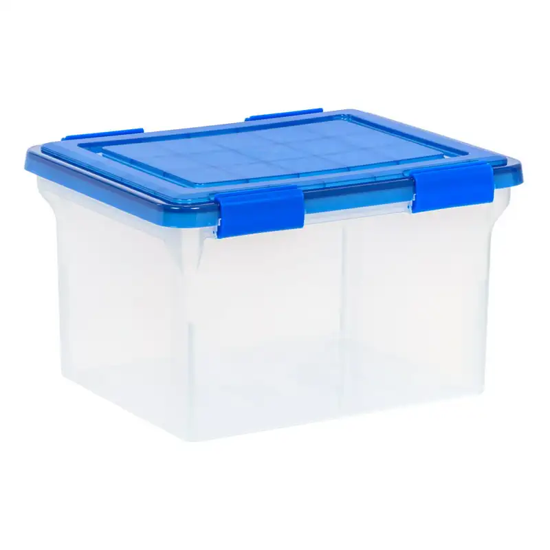 

, 32 Quart WeatherPro™ Gasket Clear Plastic Legal File Storage Box with Blue Lid