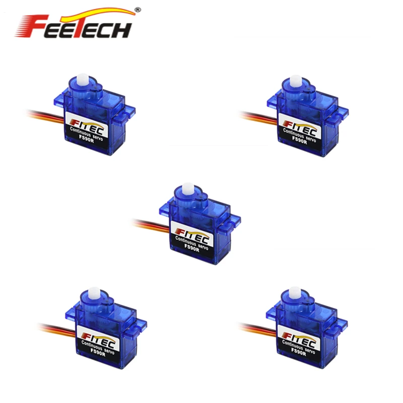 

5PCS FEETECH FS90R Micro Servo 360 Degree Continuous Rotation Motor for RC Drones Smart Car
