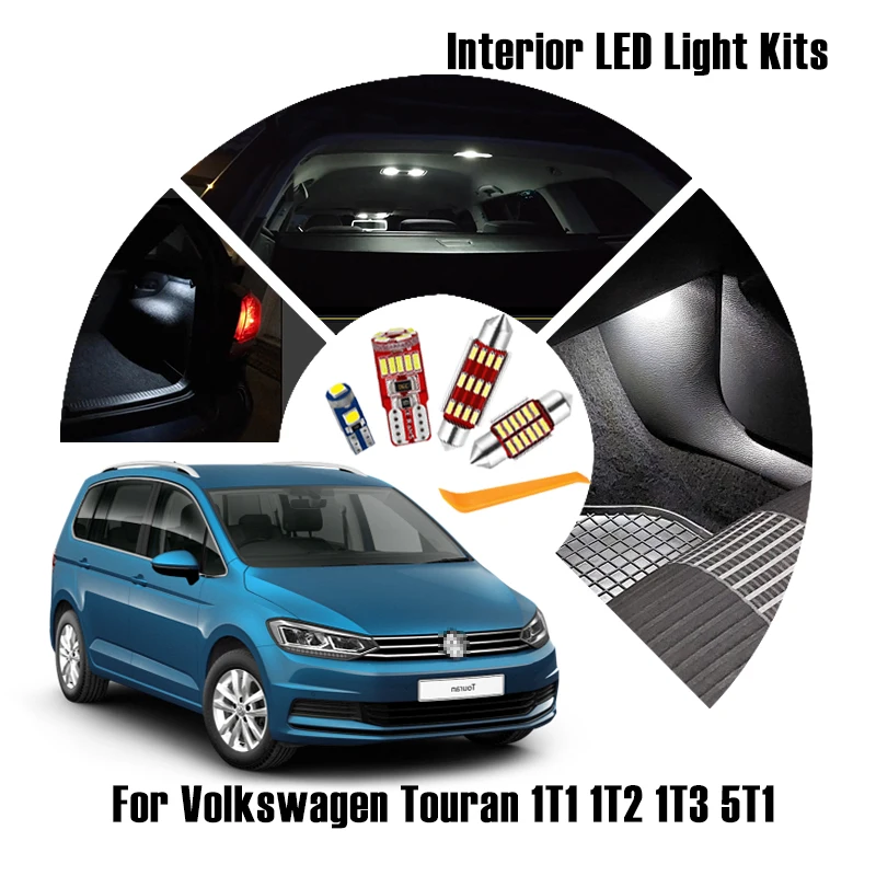 

LED Car Interior Light Bulbs For Volkswagen VW VW Touran 1T1 1T2 1T3 5T1 2003-2020 2021 Accessories Canbus Auto Dome Map Lamp
