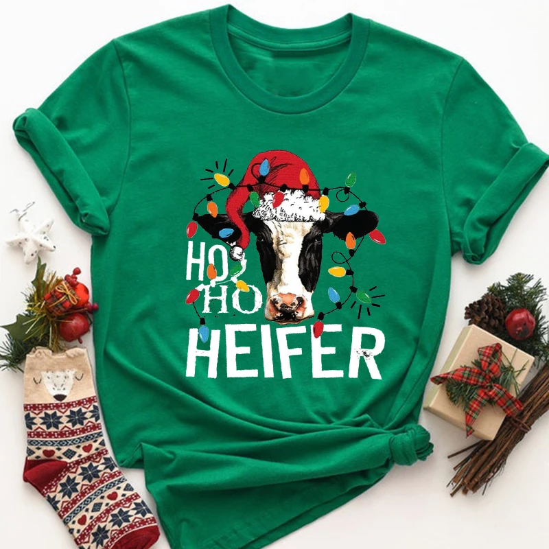 

Merry Christmas Tshirt Ho Ho Ho Christmas Cow Shirt Cow Farm Animals Aesthetic Clothes Christmas Kawaii Clothes Casual L