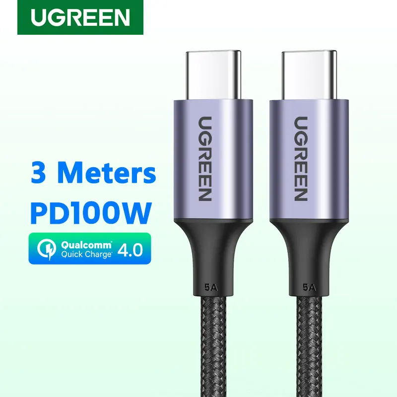 

UGREEN 100W 3 Meters USB Type C To USB C Cable For Macbook iPad Samsung Xiaomi PD Fast Charging Charger Cord 5A E-Marker Chip