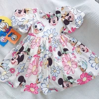 summer baby girl casual dress kids toddler mickey mouse daisy cartoon puff sleeve clothes girls backless cute princess dresses