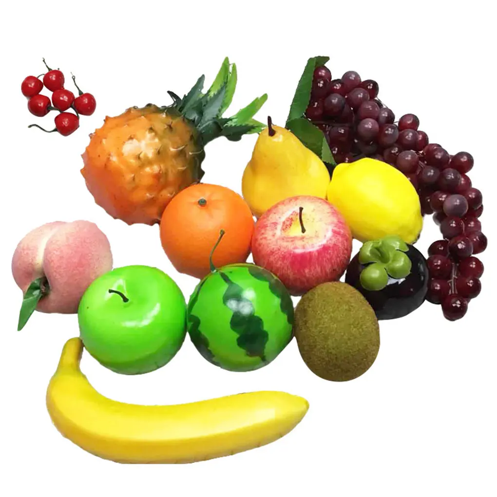 

Simulation Artificial Fruit Set Grape Orange Watermelon Home Office Table Ornament Fake Foam Fruit