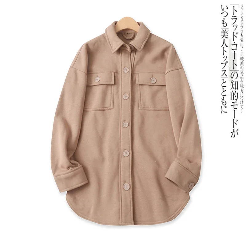 

Рубашка из флиса A1, Повседневная однобортная приталенная куртка с отложным воротником и длинным рукавом, 15903