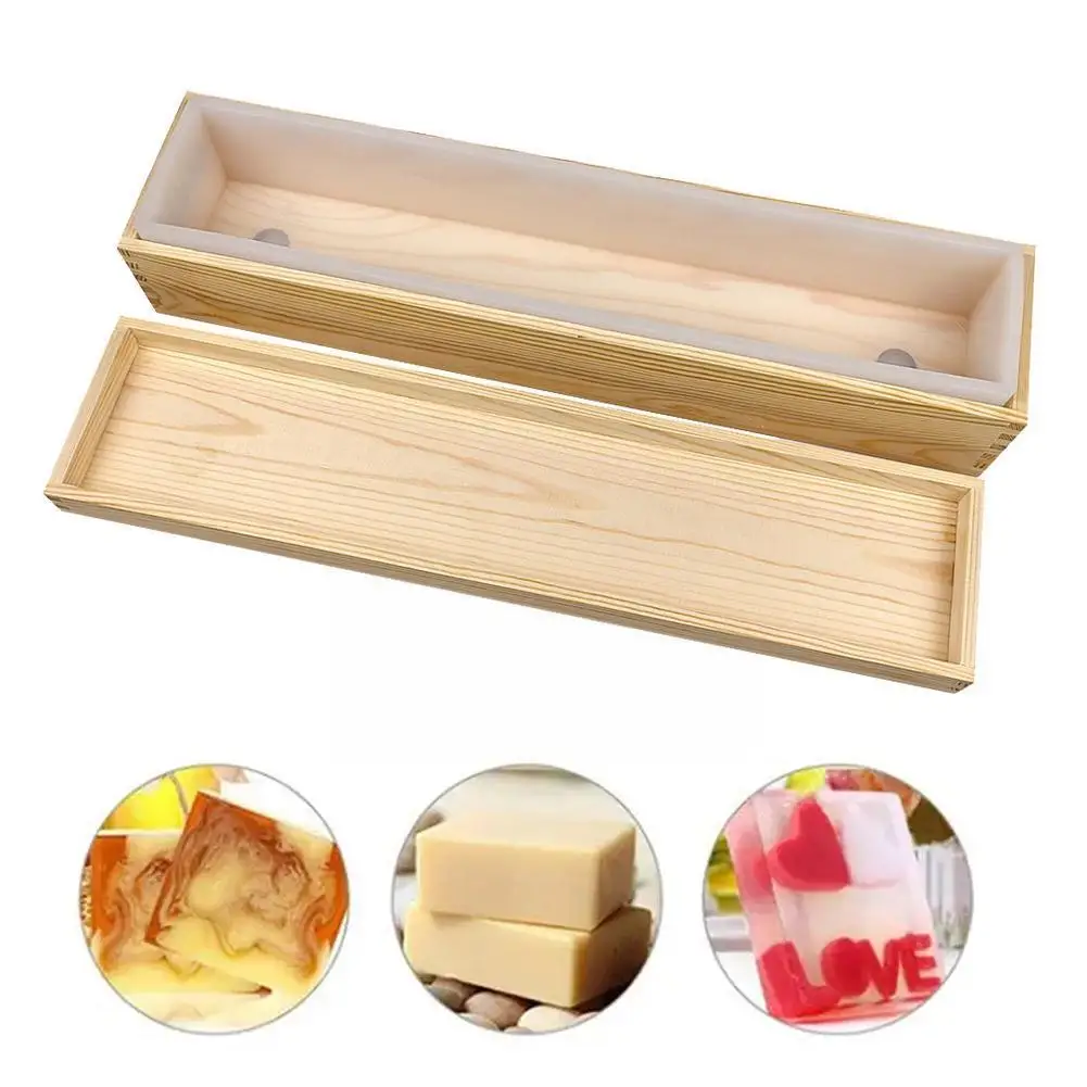 

Large Capacity Rectangular Soap Mold with Wodden Box Mold Soap Process Making Silicone Mould Mould Liner Loaf DIY Cold Soap A7X4
