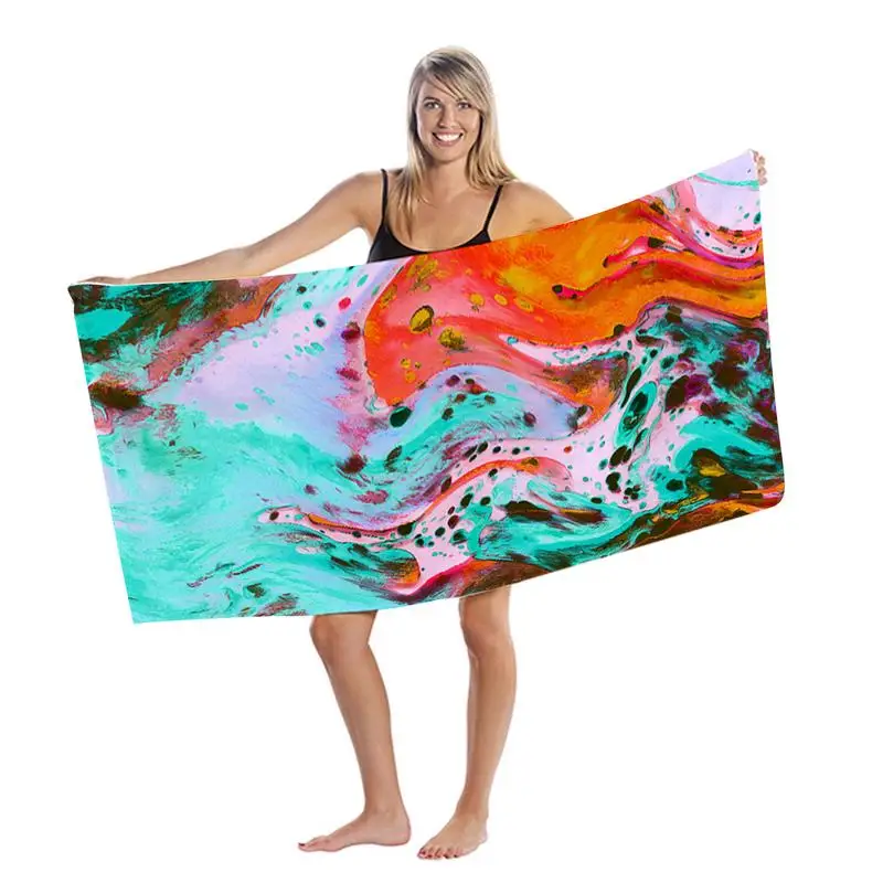 

Beach Towel Quick Dry Towel Bath Blanket Quick-Drying Microfiber Fabric HD Printing Easy Maintenance For Swimming Pool Beach