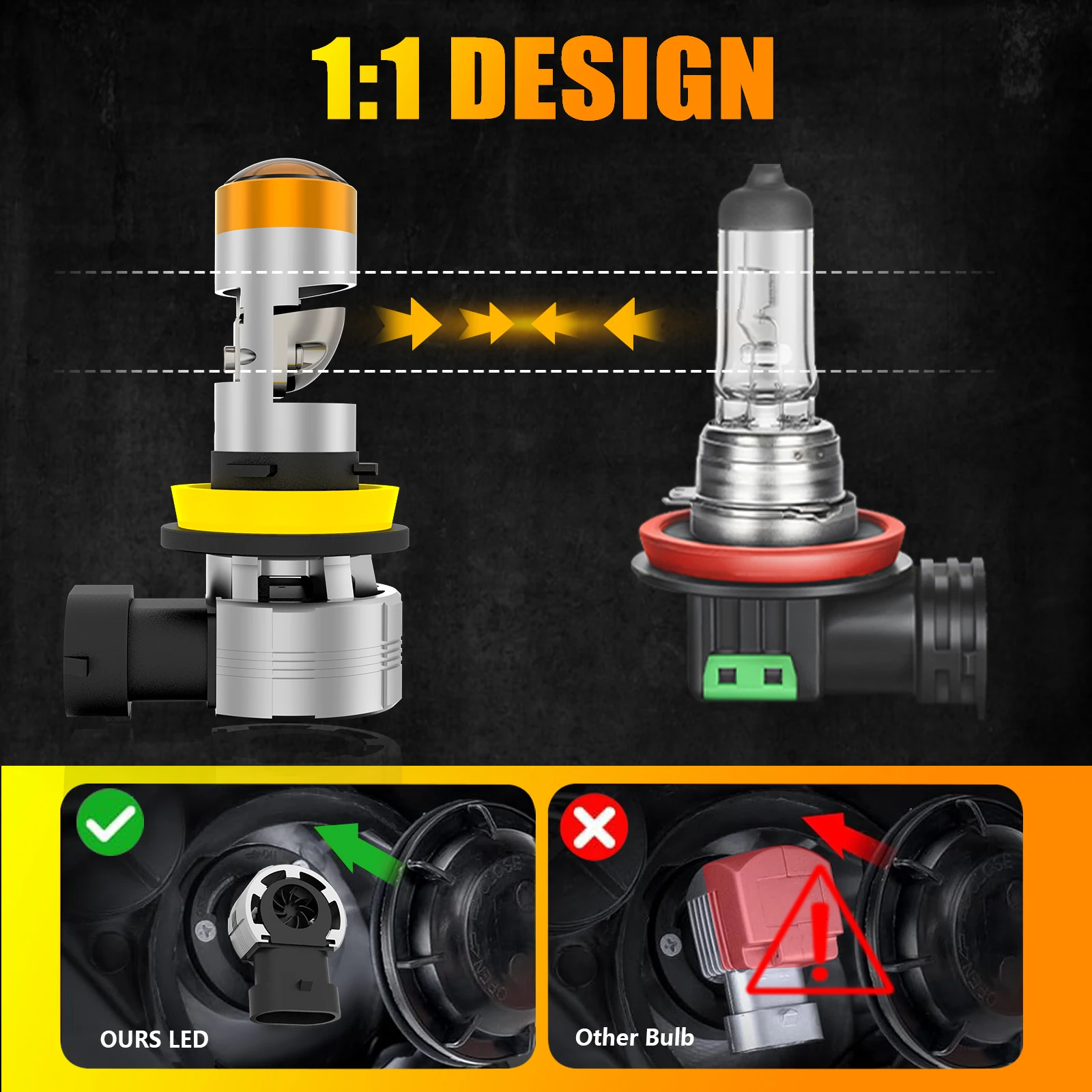 2 шт. лампы для фар головного света H7 H18 9005 9006 9012 H11 H4 HB3 HB4 6000 лм