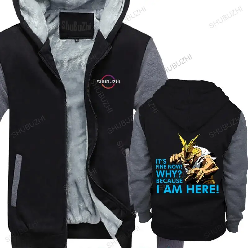 

cotton man funny hoodies winter jacket All Might It's fine now! Why Because I am here Unisex warm hoody cool homme bigger size