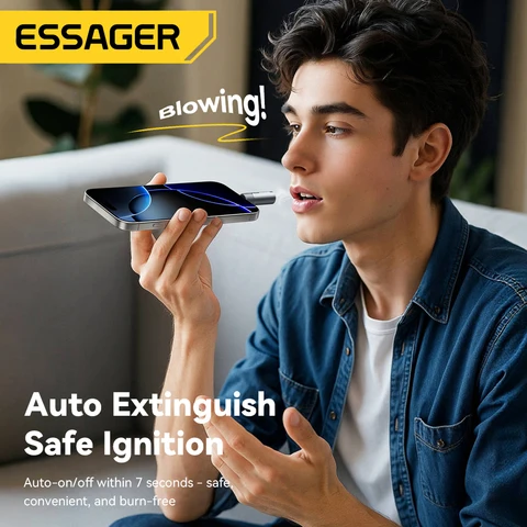 Мини-прикуриватель Essager Type-C, вольфрамовая проволока без зарядки, портативная зажигалка, ветрозащитная и энергосберегающая для улицы