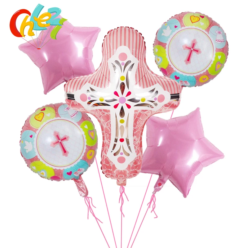 5 Pack Розовый Синий Крест Воздушные Шары Иисус Пасха Рамадан Украшения Гелиевые