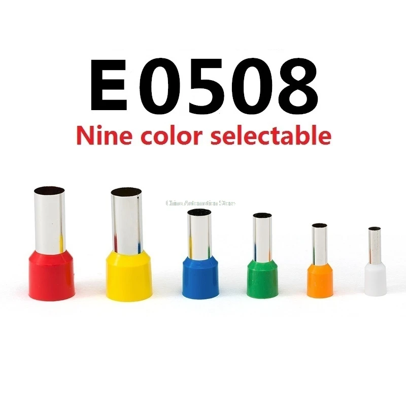

DIANQI E0508 Tube insulating Insulated terminals 0.5MM2 Cable Wire Connector Insulating Crimp Terminal 100PCS/Pack Connector E-