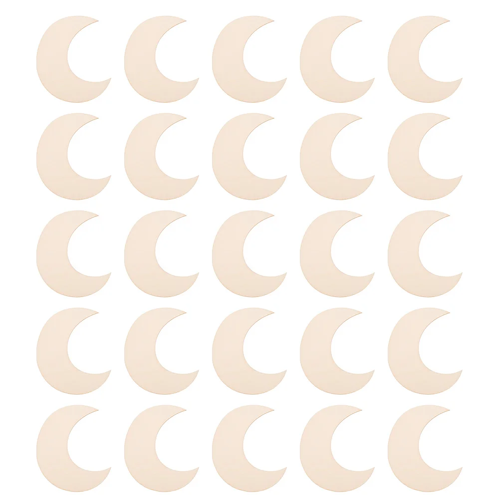 

50pcs DIY Crafts Wooden Slices Moon Shape Blank Wooden Pieces Graffiti Wooden Slices