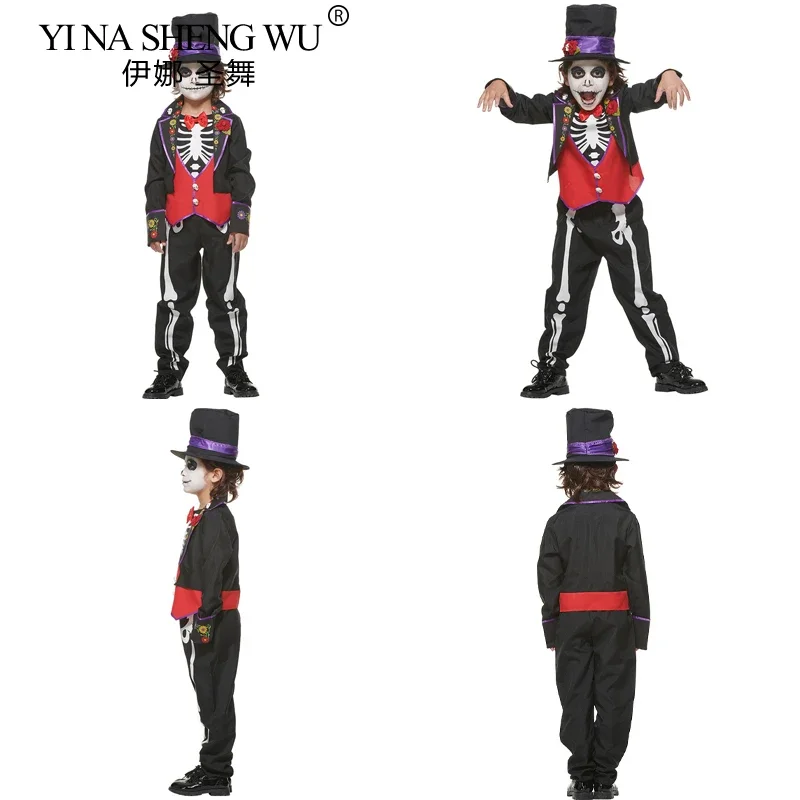 Хэллоуин Страшный Косплей Скелет Роза Мальчик Деволь Девушка Вампир Наряд
