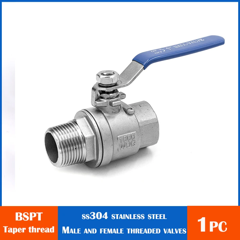 

304 stainless steel Male TO female threaded ball valve 2 chip connected full size BSPT thread 3/8 1/2 3/4 With vinyl handles