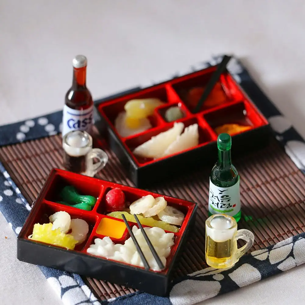 

Resin 1 Set Small 1:12 Dollhouse Bento Set Tiny Dollhouse Food Lovely for Deaktop