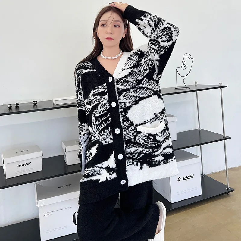 

Winter 2 Pieces Set Pajamas Set Free Shipping Elegant Flannel Sleepwear High-End Feather Yarn Nighty Suit Lady House Clothes