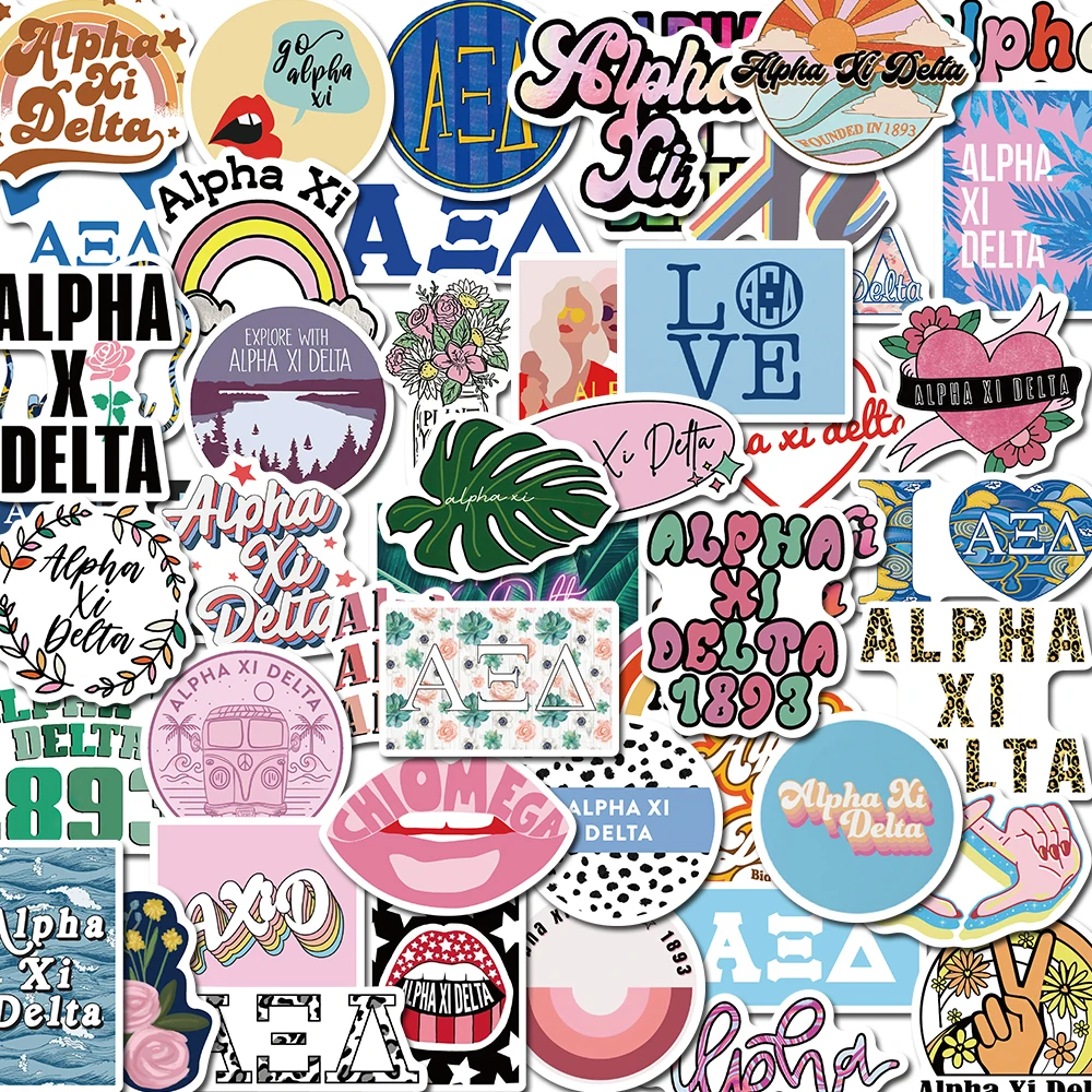 

10/50pcs Alpha Xi Delta Stickers Vintage for Laptop Luggage Motorcycle Diary Planner Skateboard Waterproof Packs Decal