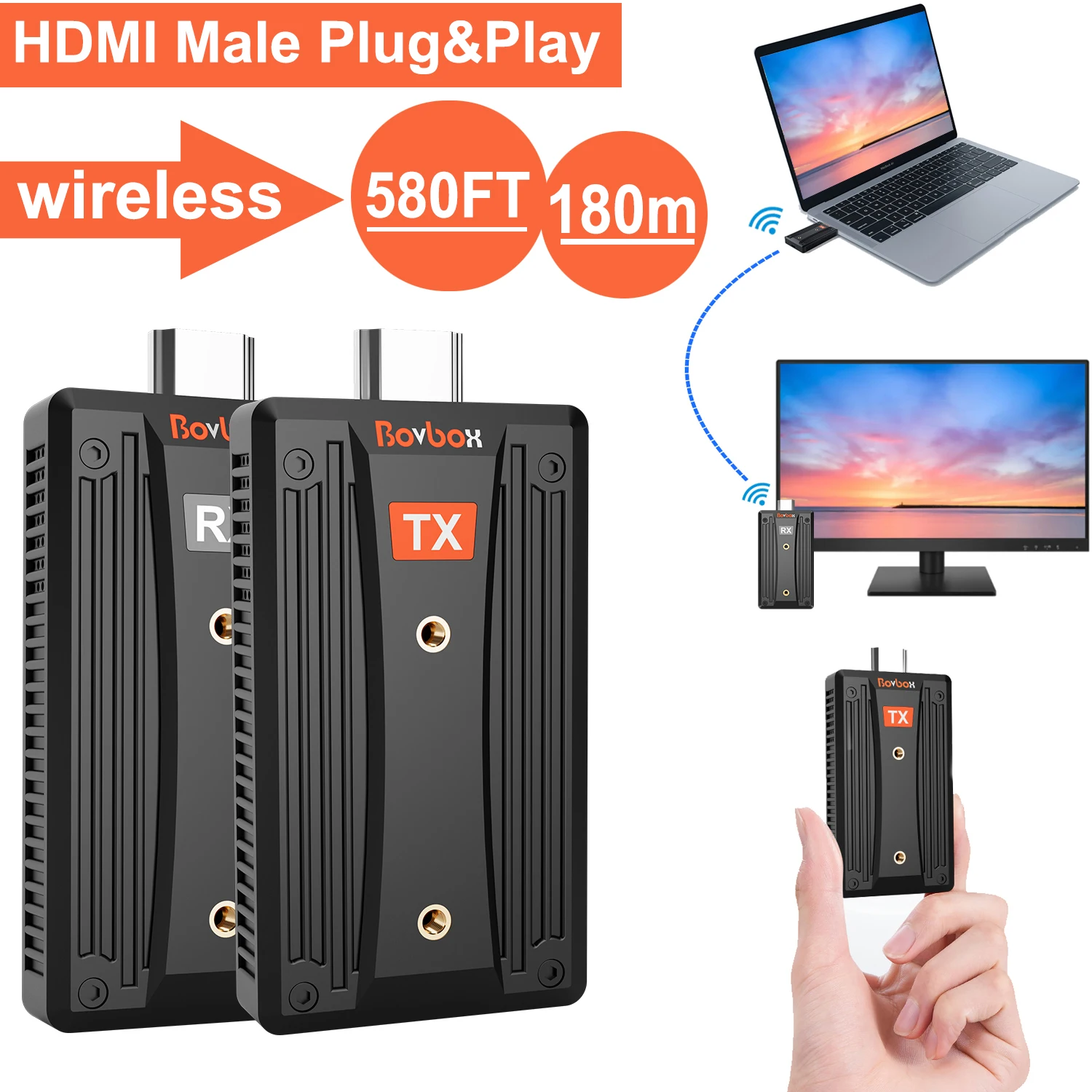 Wireless HDMI Extender Audio Video Transmitter Receiver 4K 1080p Screen Share Display Adapter for Camera PC To TV Projector