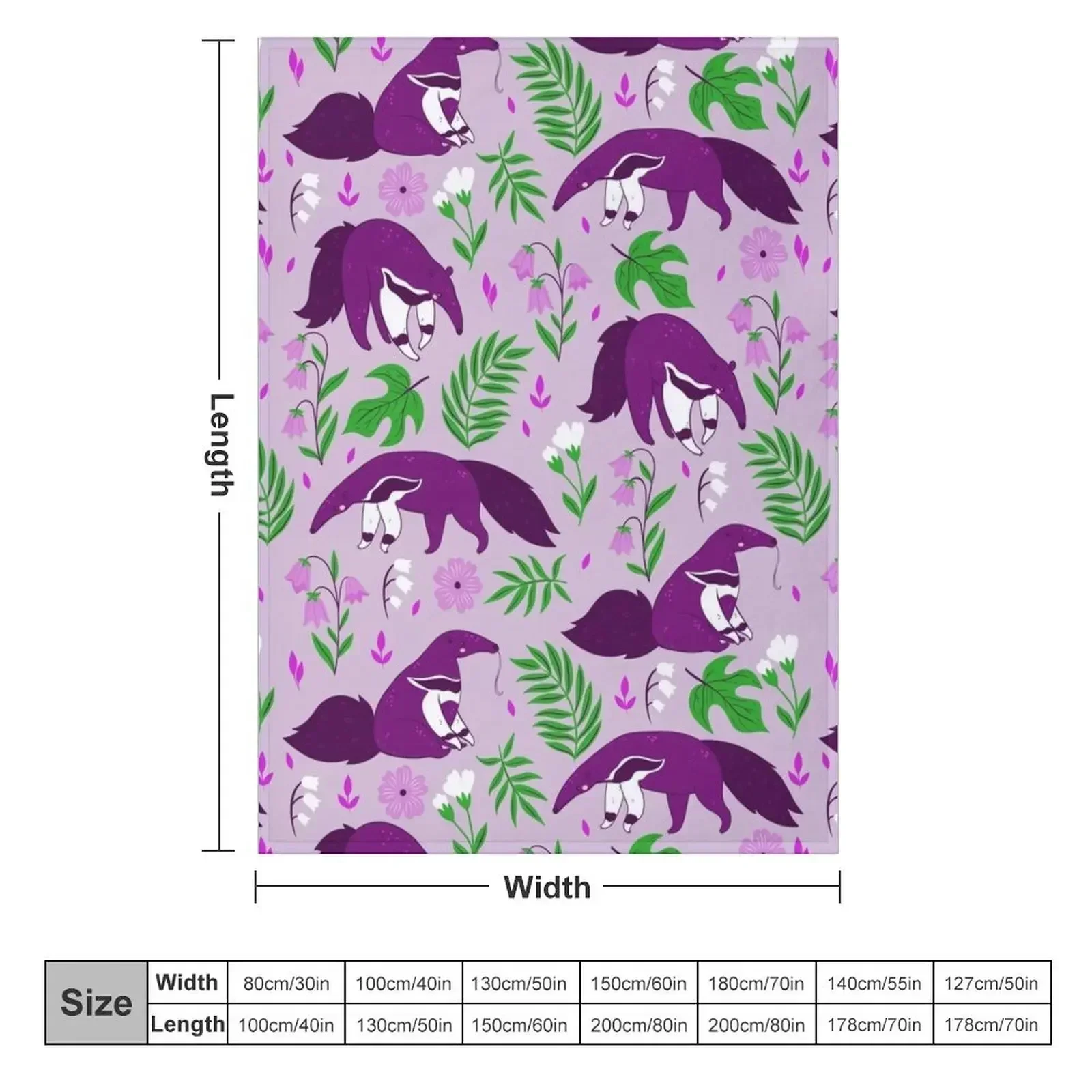 Милое одеяло anteater фиолетового цвета с цветочным принтом тяжелые плюшевые одеяла