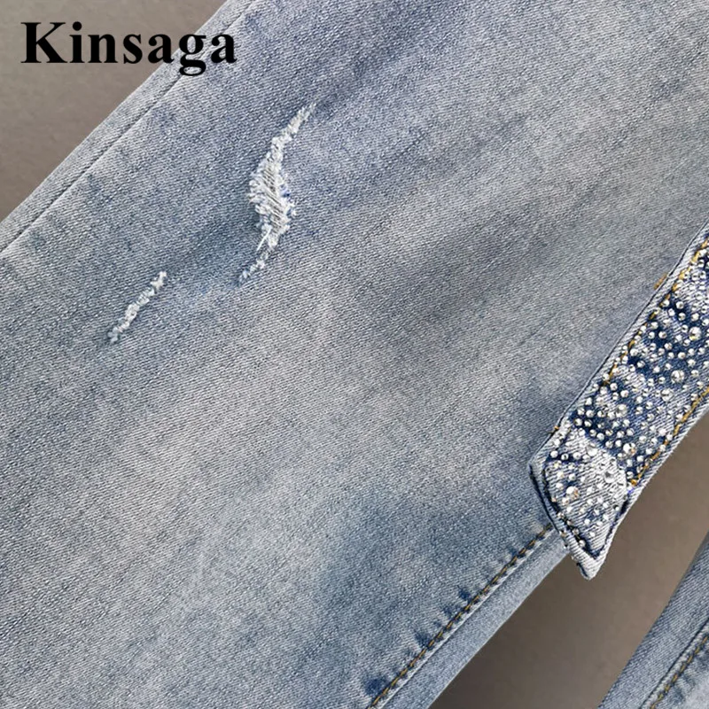 Harajuku Drilling Belt Jeans Mujur Boyfriend High Waist Wide Leg Baggy Straight Demin Pants Women Rhinestone Loose Fit Vaqueros