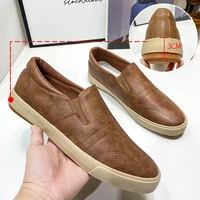 2022 spring men%e2%80%98s shoes pu low top sneakers color high heel loafers slip on shoes lazy cloth shoes